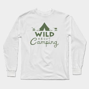 Wild About Camping Green Illustrative Design Long Sleeve T-Shirt